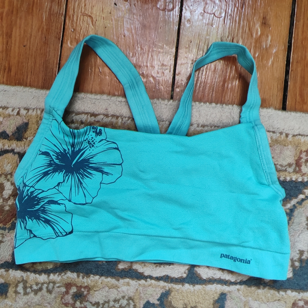 Patagonia Women's Bra Bralette Top - Aqua Blue Floral